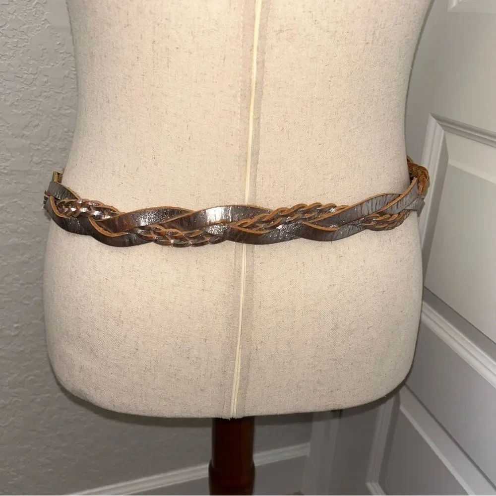 Fossil?Distressed Woven Braided Metallic Statement Belt